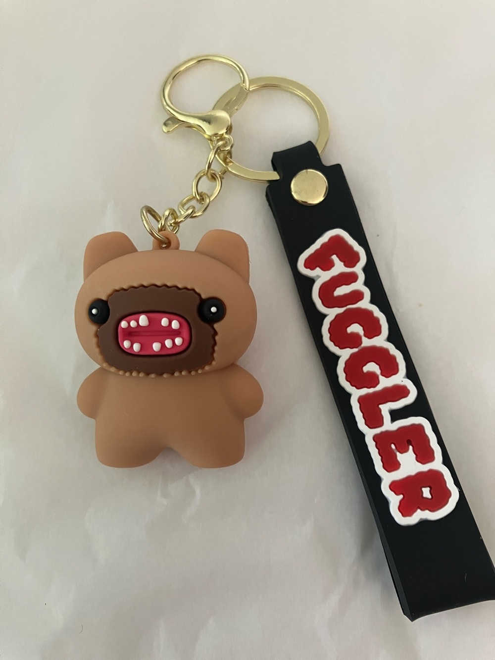 Fuggler Brown Silicone Monster Keychain Bag Charm with Black Logo Strap